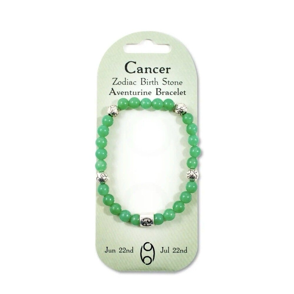 Cancer Zodiac Birthstone Aventurine Natural Stone Beaded Stretch Bracelet New